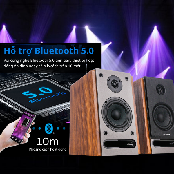 Loa Máy Tính Fenda R27BT/2.0 – Loa Gỗ 50W, Bluetooth 5.0, Âm Thanh Studio Chuẩn