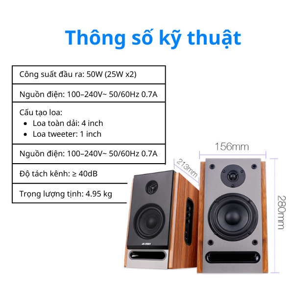 Loa Máy Tính Fenda R27BT/2.0 – Loa Gỗ 50W, Bluetooth 5.0, Âm Thanh Studio Chuẩn