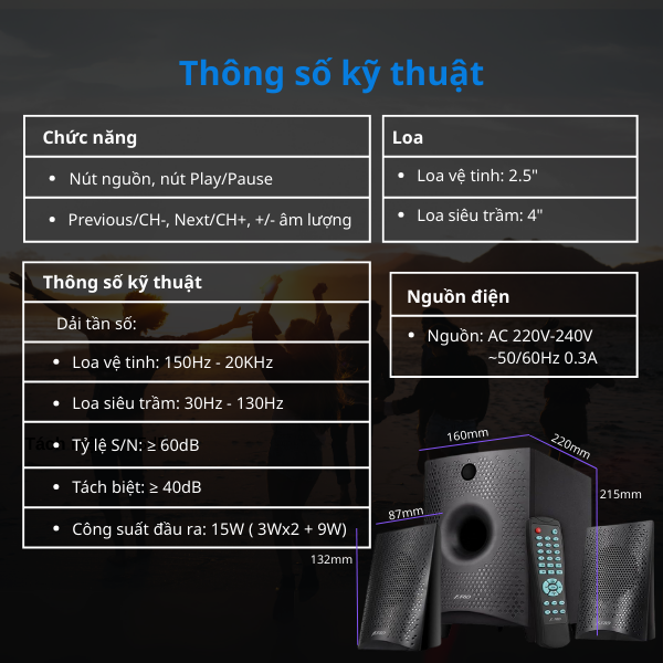 Loa Máy Tính Fenda F210 X/2.1 – Loa Vi Tính Bluetooth Gọn Nhẹ, Âm Thanh Trầm Ấm